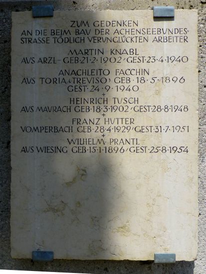 Achensee>Kanzelkehre>Denkmal>Gedenktafel