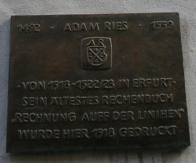 ERFURT > Adam Ries - Gedenktafel