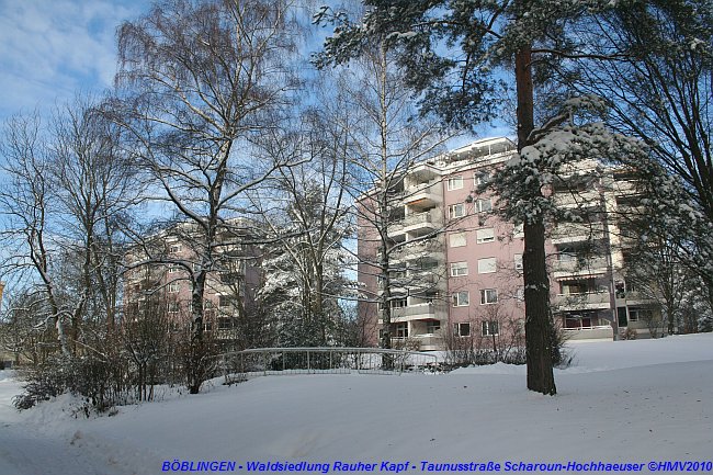 BÖBLINGEN-RAUHER KAPF > Waldsiedlung - Schneespaziergang am 26. Dezember 2010 > Taunusstraße - Scharoun Hochhäuser