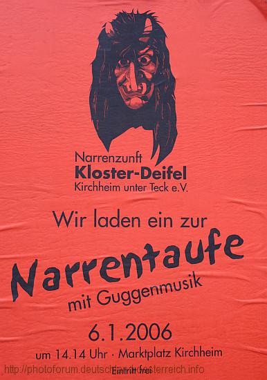 NARRENTAUFE > Plakat zur Fasneteröffnung in Kirchheim unter Teck