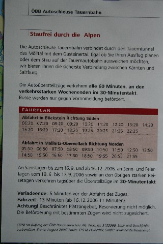 BÖCKSTEIN > Tauernschleuse > Autoverladung