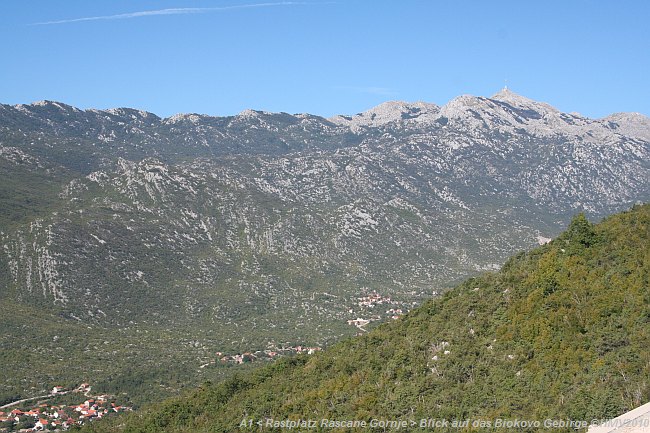 A1 > Rastplatz Rascane Gornje > Blick zum Biokovo