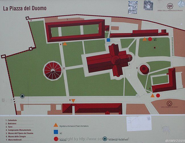PISA > La Piazza del Duomo > Lageplan des UNESCO Welterbe