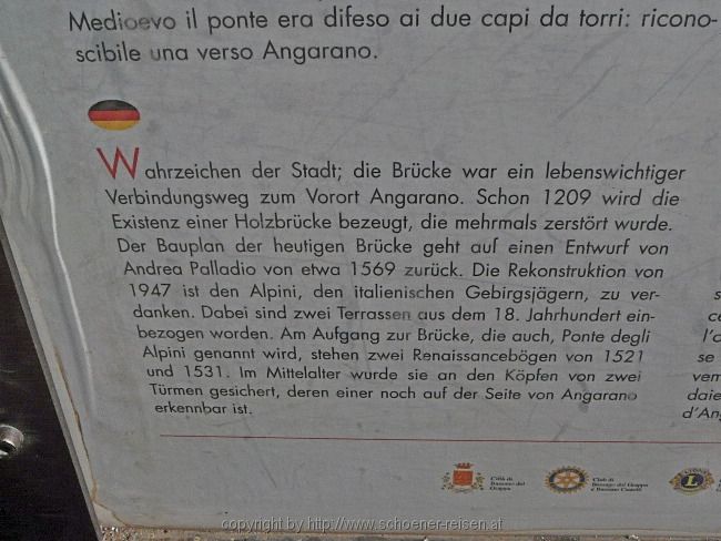 BASSANO DEL GRAPPA > Holzbrücke Ponte di Alpina > Proseccoland > Reisebericht