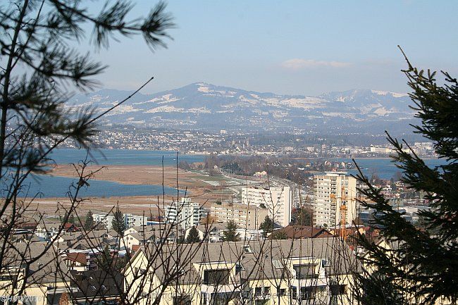 PFÄFFIKON SZ > Blick auf Zürich- und Obersee