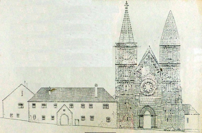 H:Zsámbék>Basilika>Plan Turmseite mit Kloster