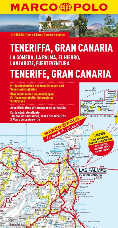 0-Marco Polo Karte 150T > Teneriffa, Gran Canaria mit den Inseln El Hierro, Palma, La Gomera, Fuerteventura und Lanzarote