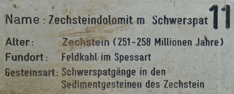 D:Hessen>Büdingen>Altstadtparkplatz>Zechsteindolomit>Schild