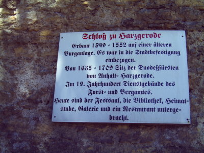 HARZGERODE > Schlosstafel