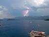 Blick von Lopud auf Gewitter am Festland