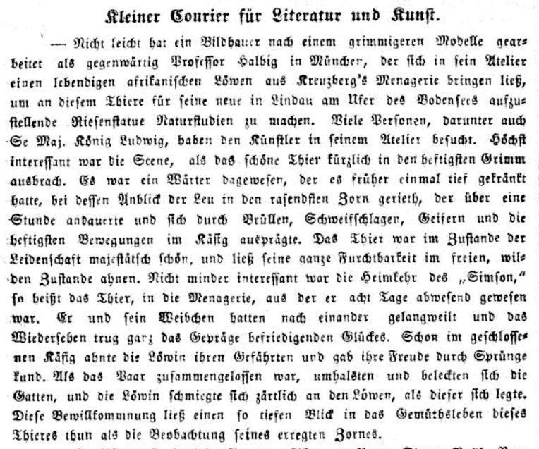 Lindau>Lindauer Löwe im Humorist vom 24.3.1854