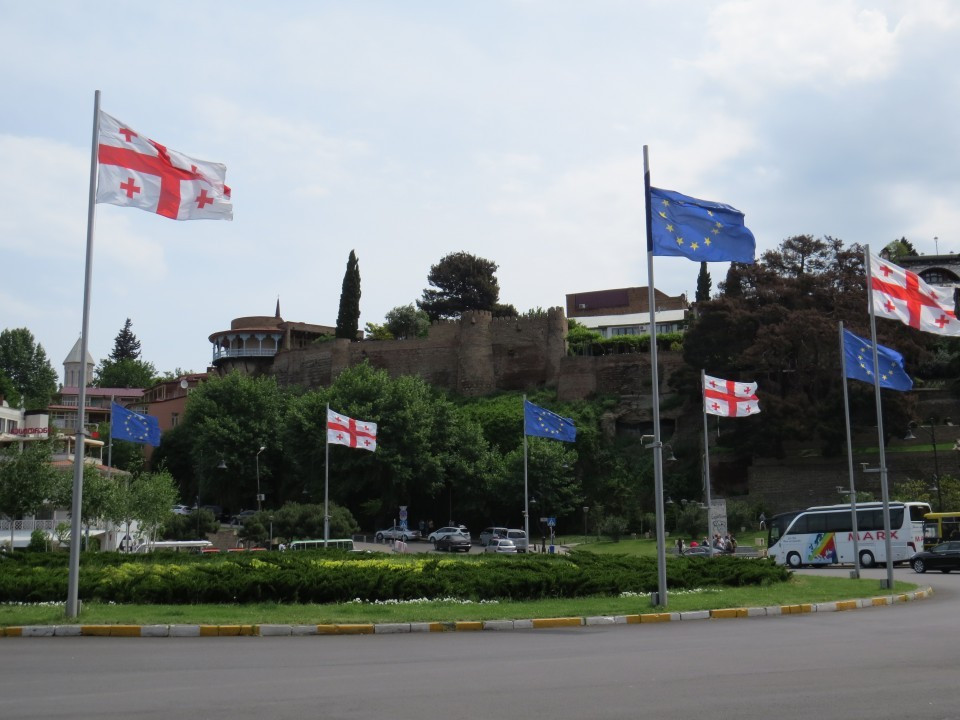 Europa Flaggen in Tiflis