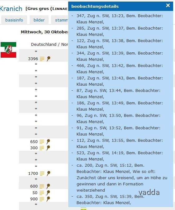 Kranichbeobachtungen