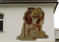 Christophorus in Pörtschach, Bezirk Klagenfurt Land, Kärnten. An einem Haus in P