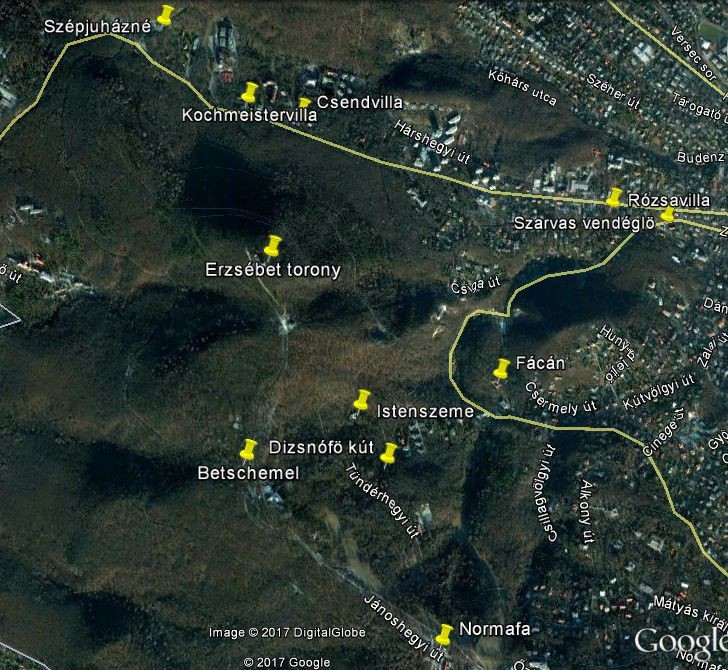 Anlaufpunkte der Wanderung auf dem Johannesberg