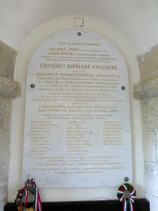 Elisabeth-Aussichtsturm, Tafel im Turm