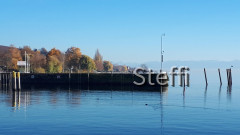 Meersburg Hafen mit Blick Schweizer Berge