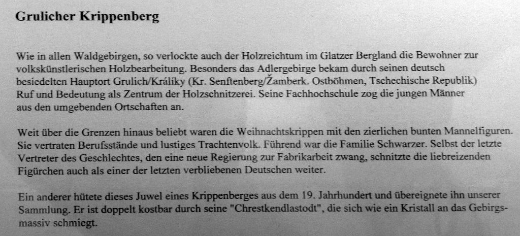 Krippenberg aus Grulich-Králíky Ostböhmen Text