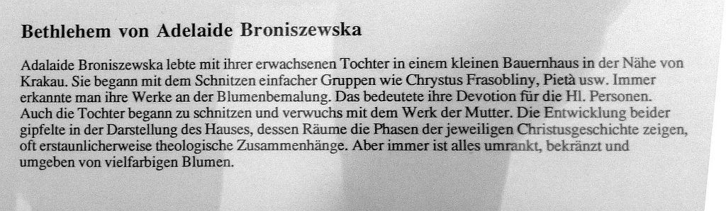 Künstlerkrippe Bethlehem von Adelaide Broniszewska Text