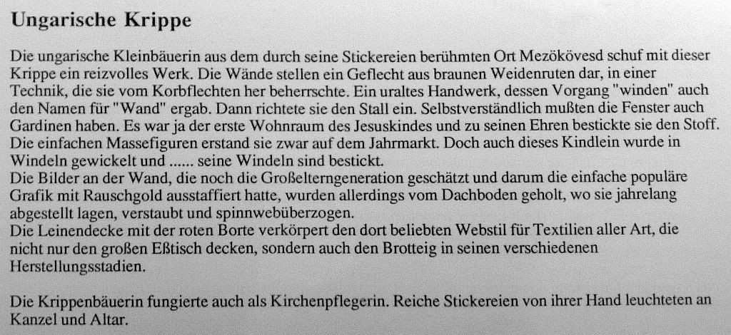 ungarische Krippe Mezőkövesd Text