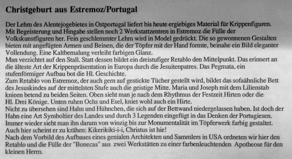 Christgeburt Estremoz Portugal Text