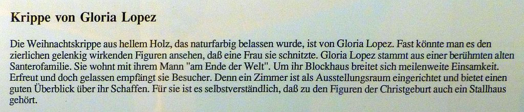 Künstlerkrippe Gloria Lopez Text