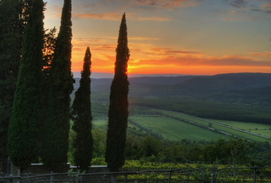 Istrien: Sonnenuntergang im Mirnatal