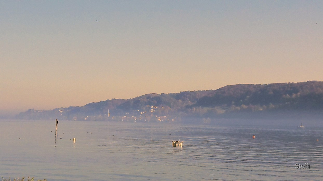 Gaienhofen Nebel gegenüber Schweiz Südufer Untersee
