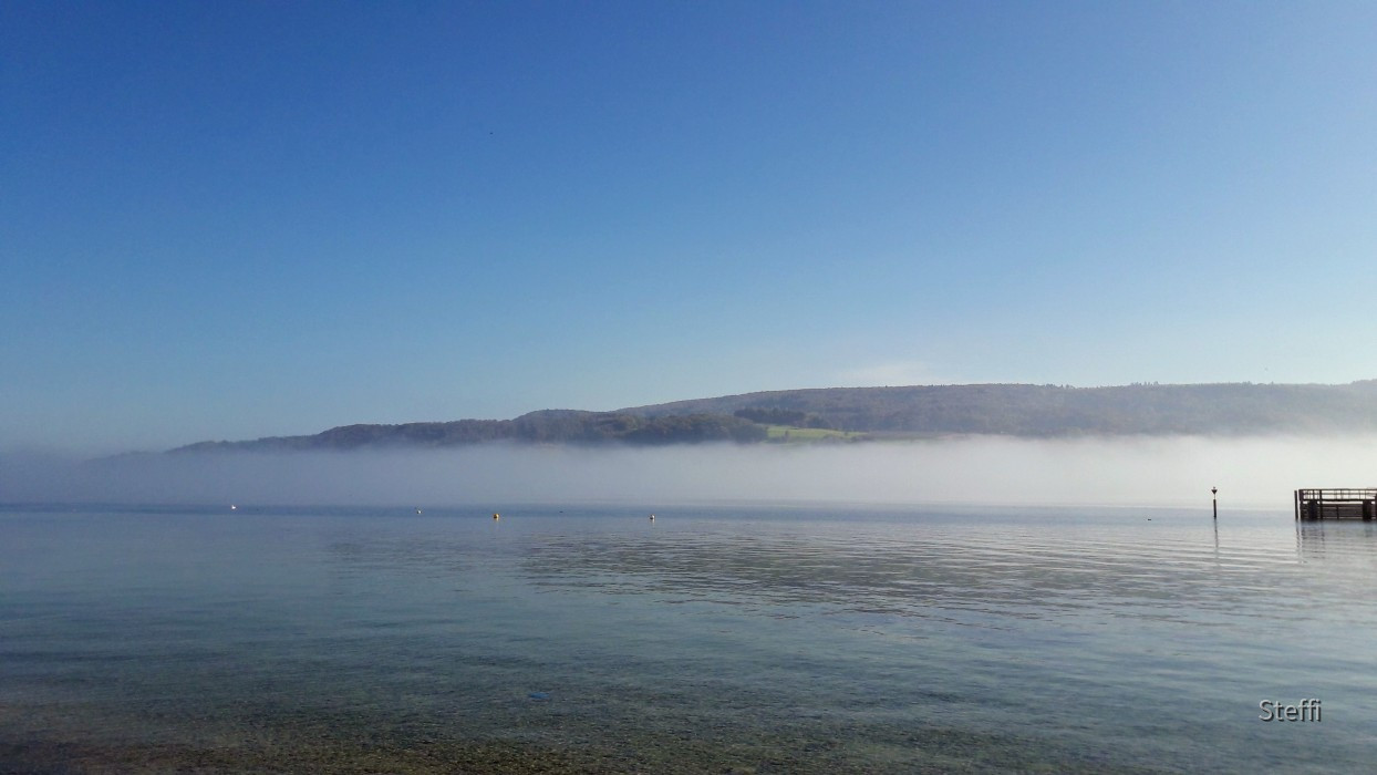 Gaienhofen Nebel gegenüber Schweiz Südufer Untersee