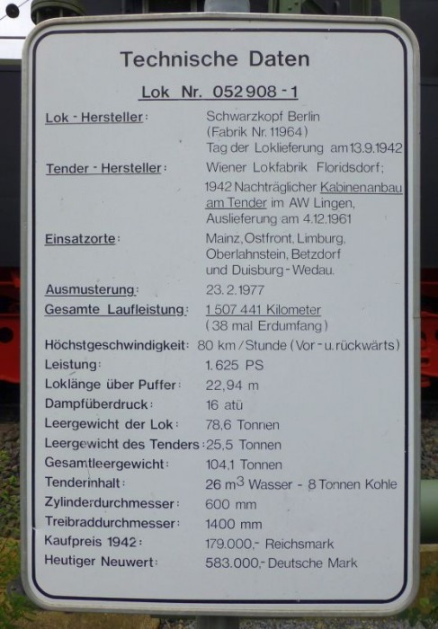Dampflok-Denkmal Lauda 052 908-1 > Infotafel