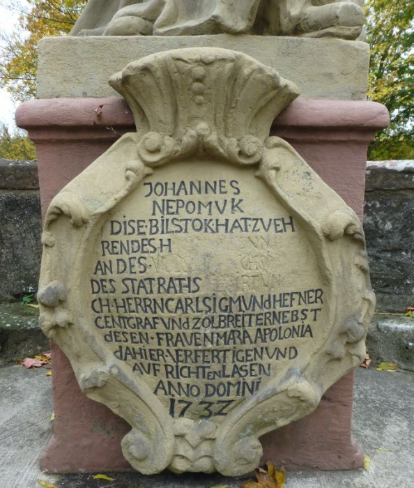 Lauda>Tauberbrücke>Nepomuk>Inschrift