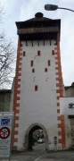 Stadttor Rheinfelden Schweiz mit Storchennest