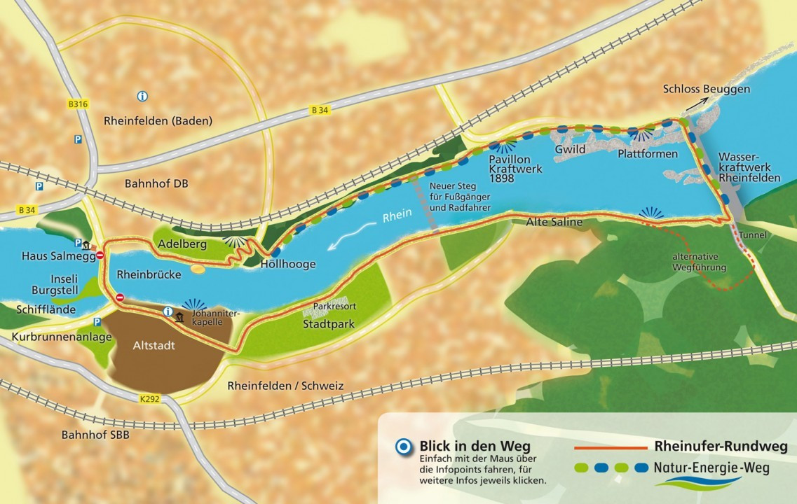 Karte Rheinuferrundweg